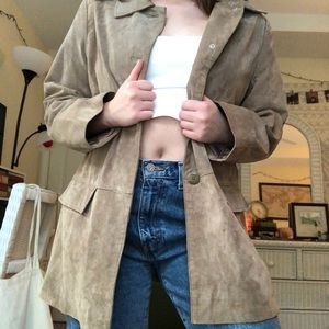 Brown Suede Winter Pea Coat Size M